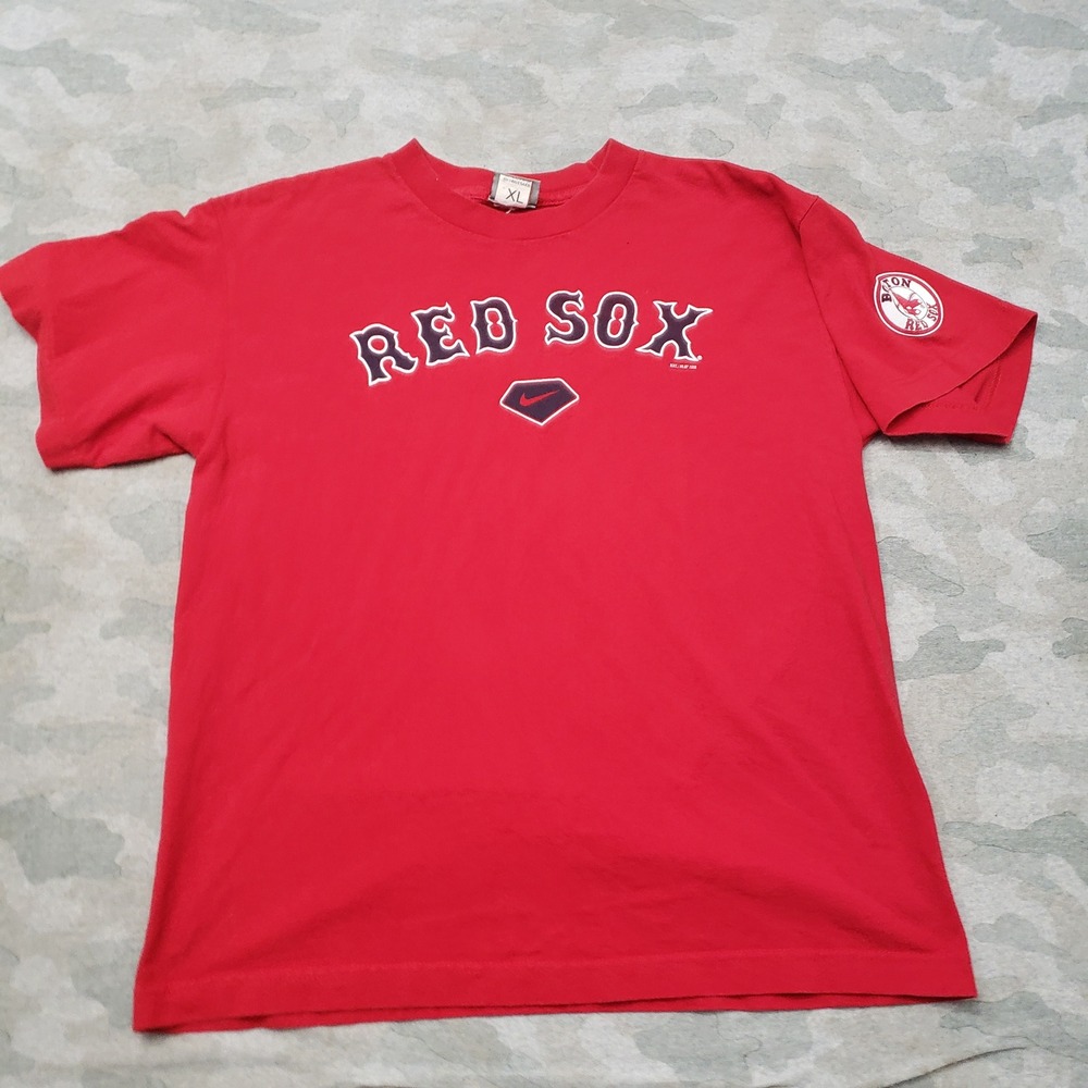 Vintage Nike Boston Red Sox Shirt Youth XL Red Y2k MLB Baseball Short Sleeve